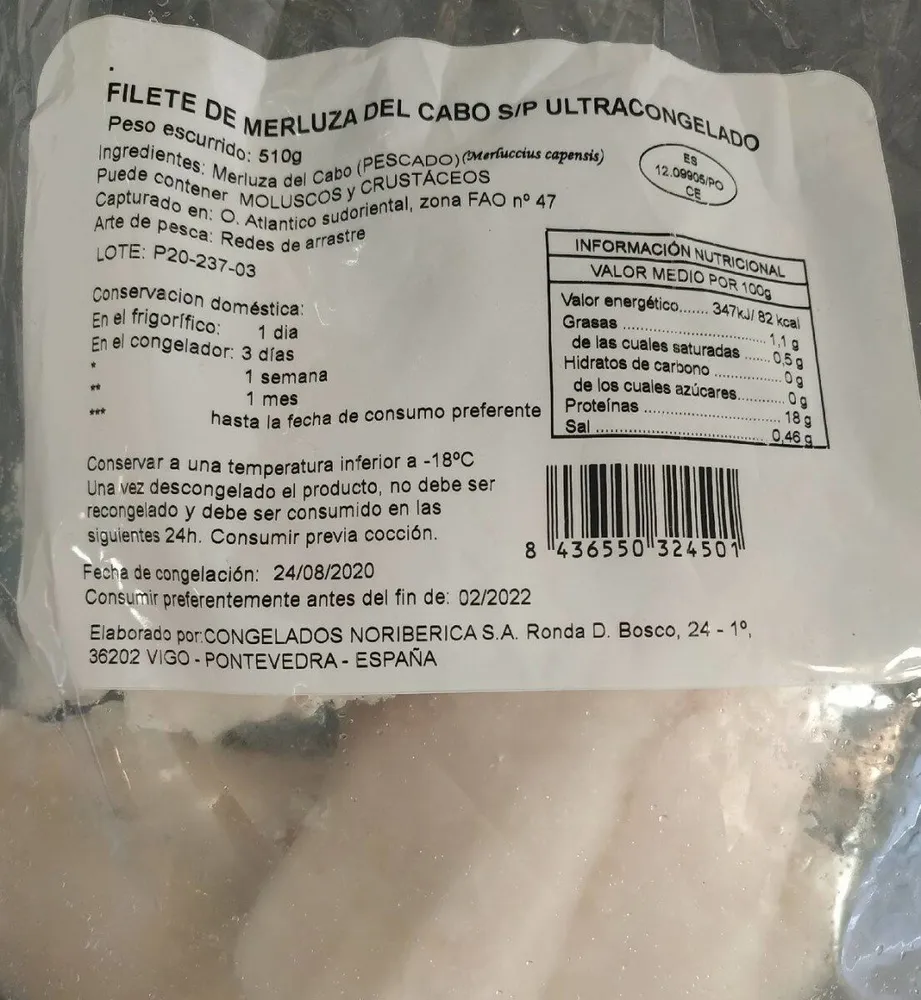 Filete de merluza del cabo s/p ultracongelado