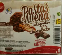Pastas de Avena integrales con chocolate