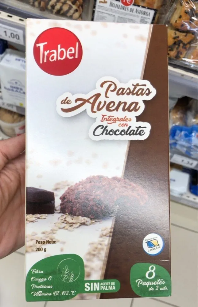 Pastas de avena integrales con chocolate