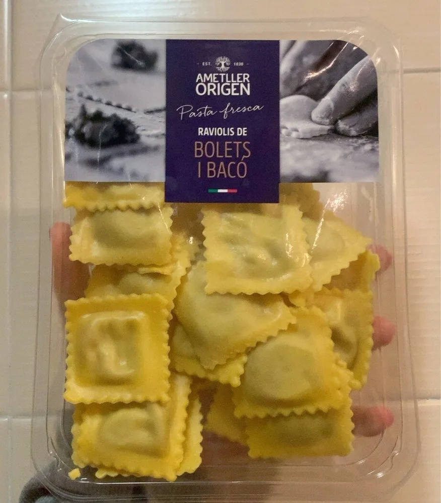 Raviolis de bolets i bacó