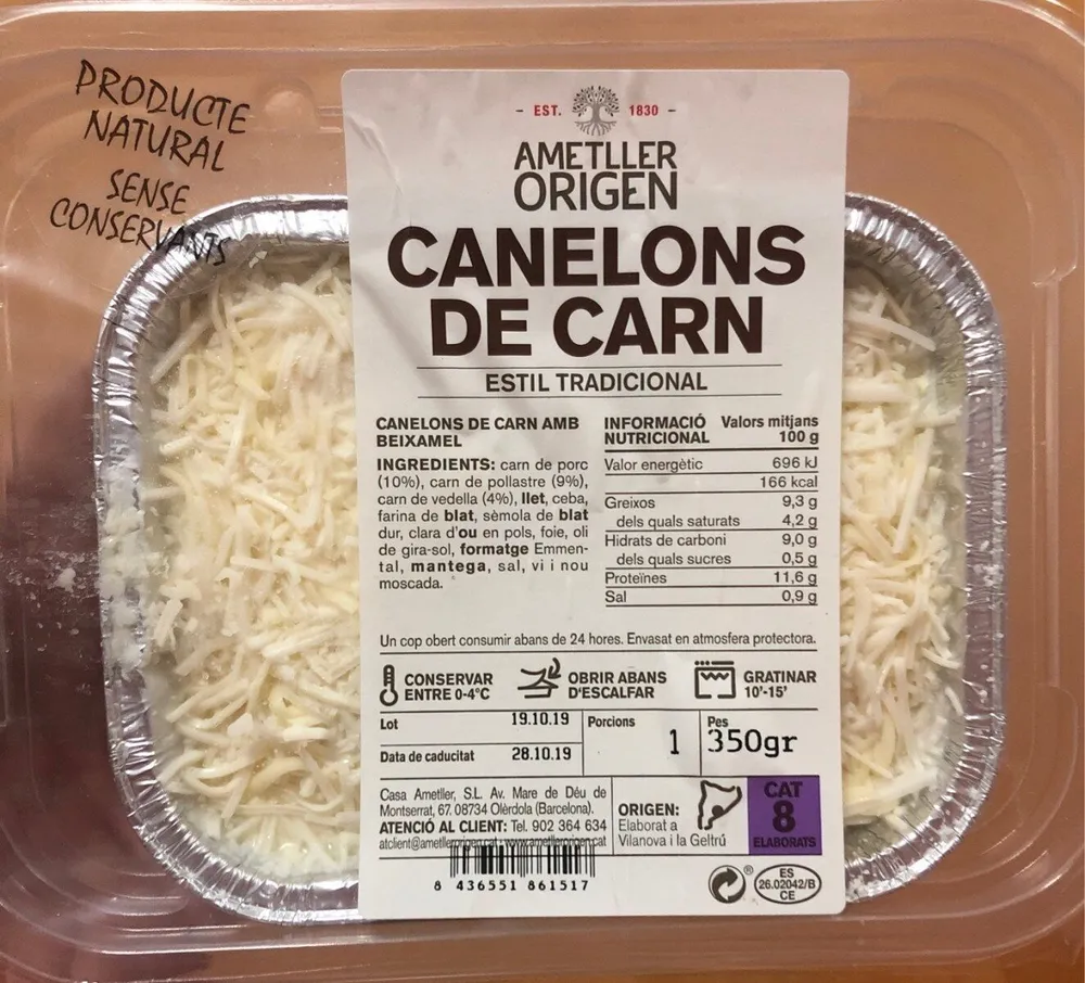 Canelons de carn amb beixamel