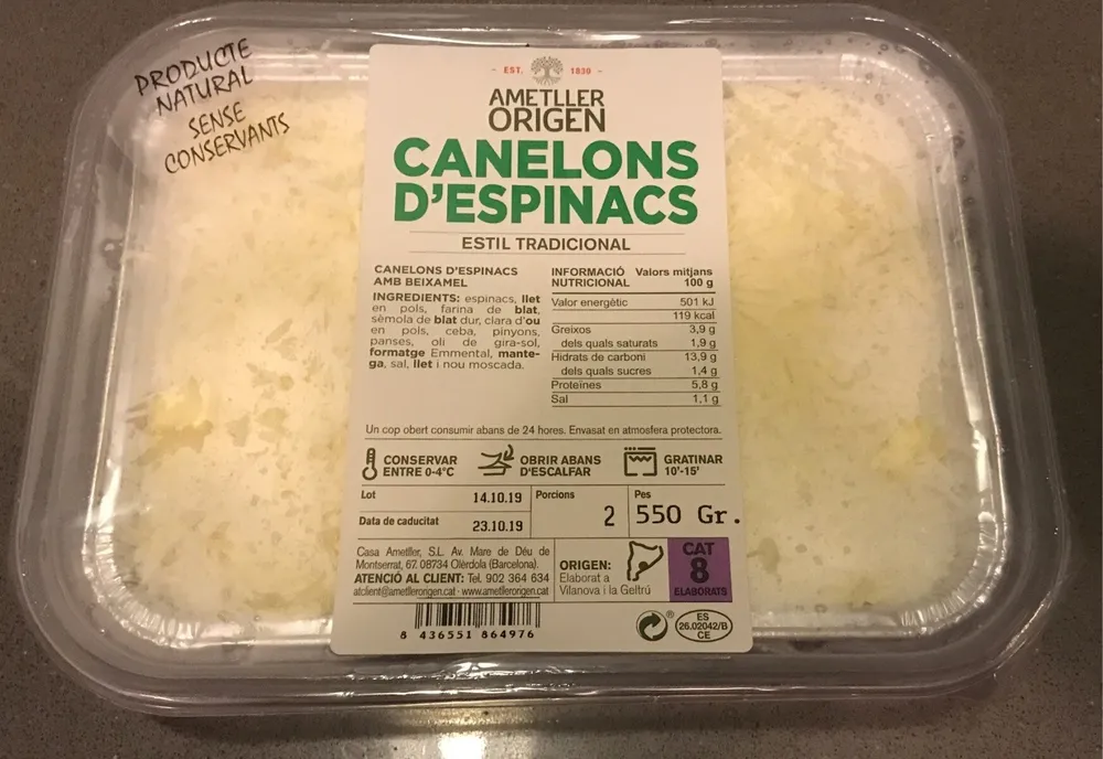 Canelons d'espinacs