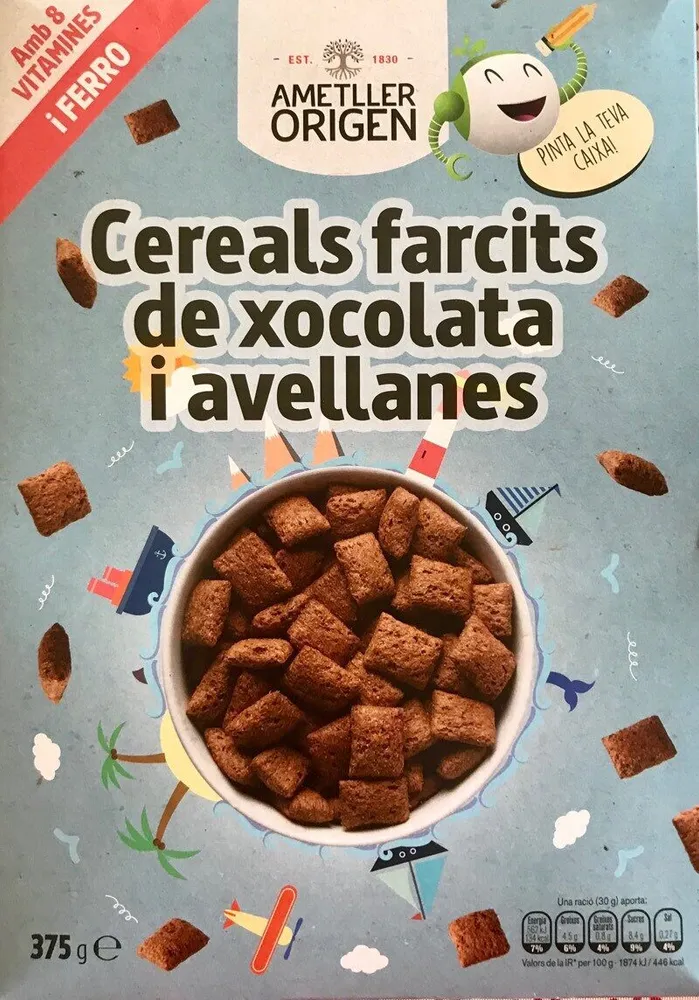 Cereals farcits de xocolata i avellanes