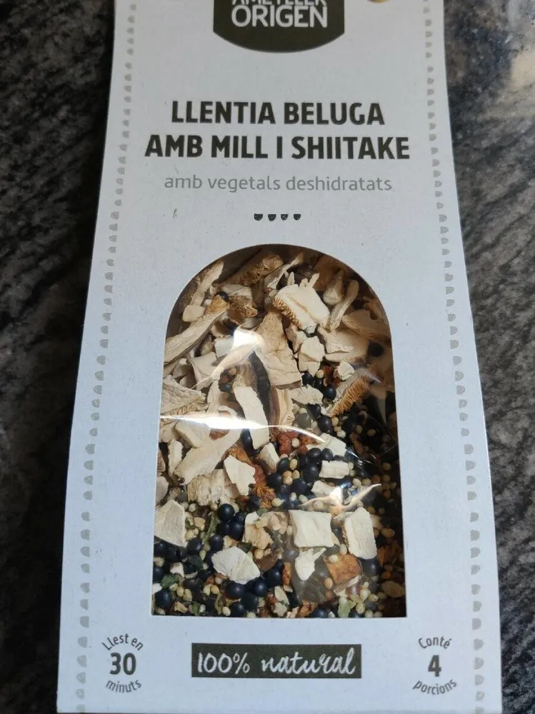 Llentia beluga amb Mill i shitake