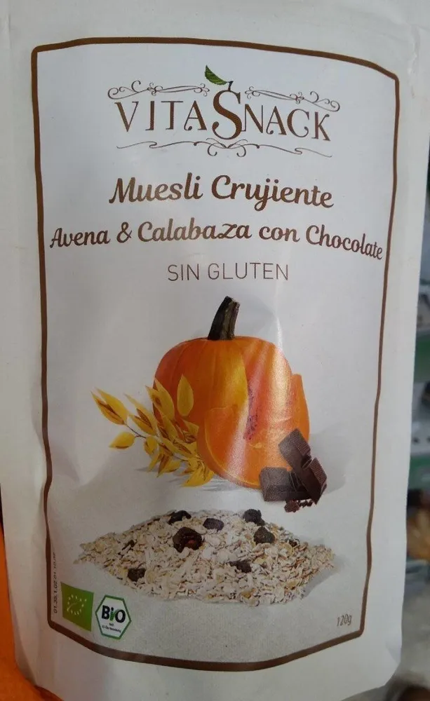 Muesli crujiente avena y calabaza con chocolate