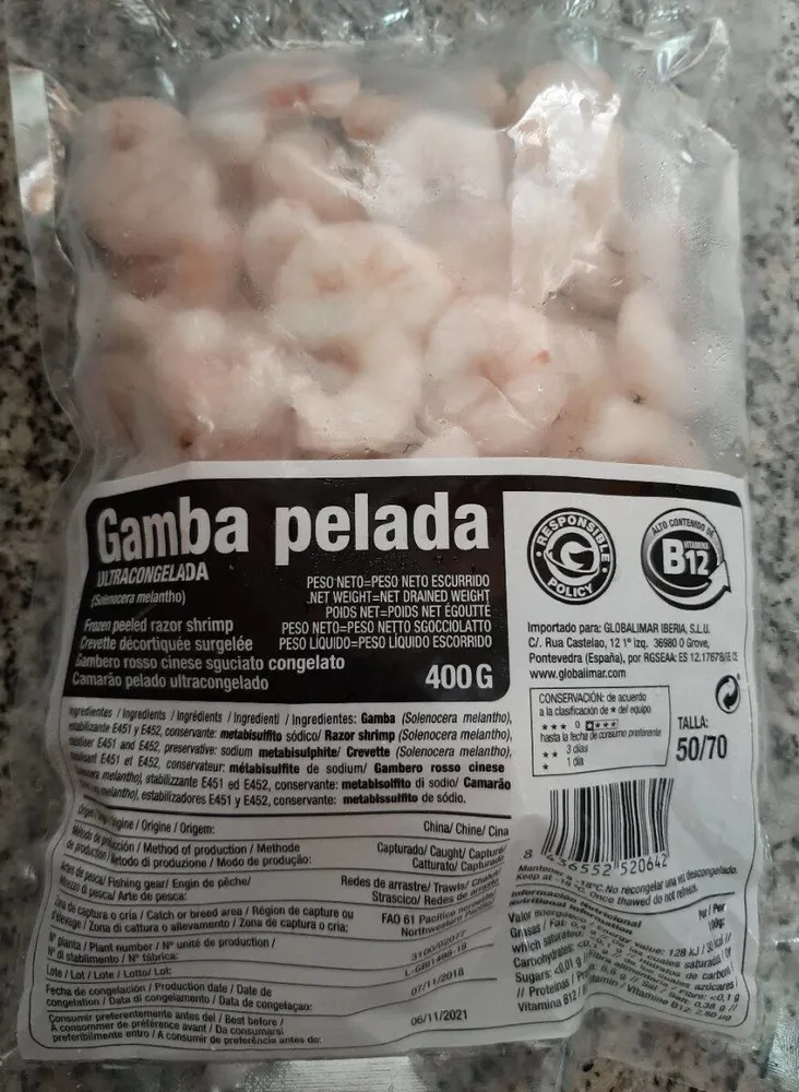 Gamba pelada ultracongelada