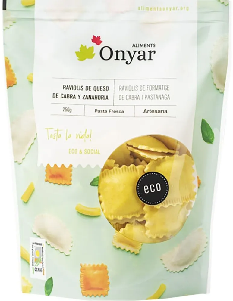 Raviolis de queso de cabra y zanahoria