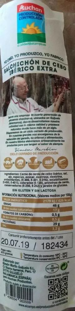 Salchichón de cebo ibérico extra
