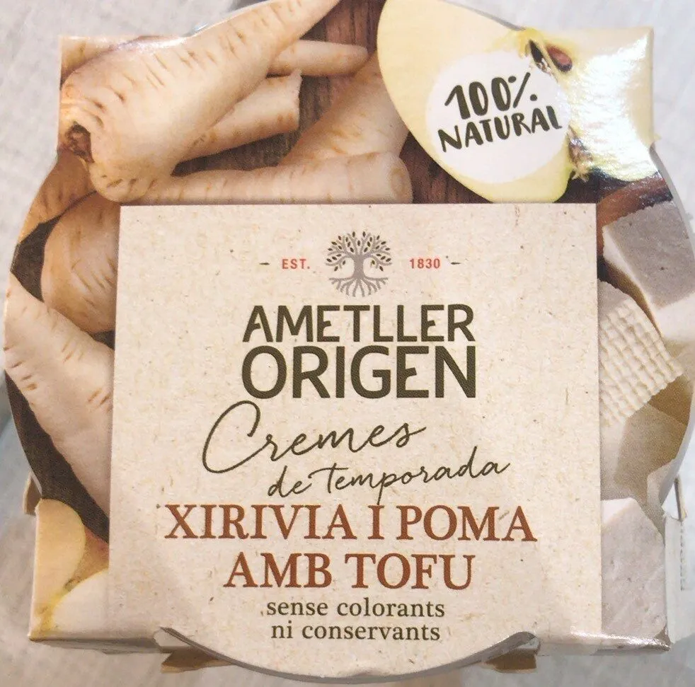 Crema de xirivia i poma amb tofu