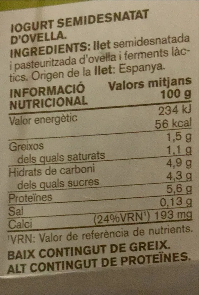 Yogurt de Oveja Semidesnatado