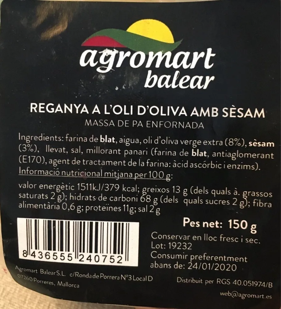 Reganya a l'oli d'oliva amb sèsam
