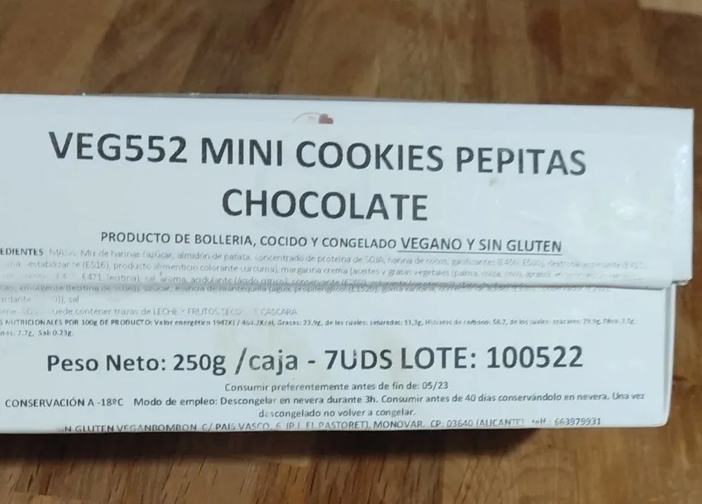 Veg552 mini cookies pepitas chocolate