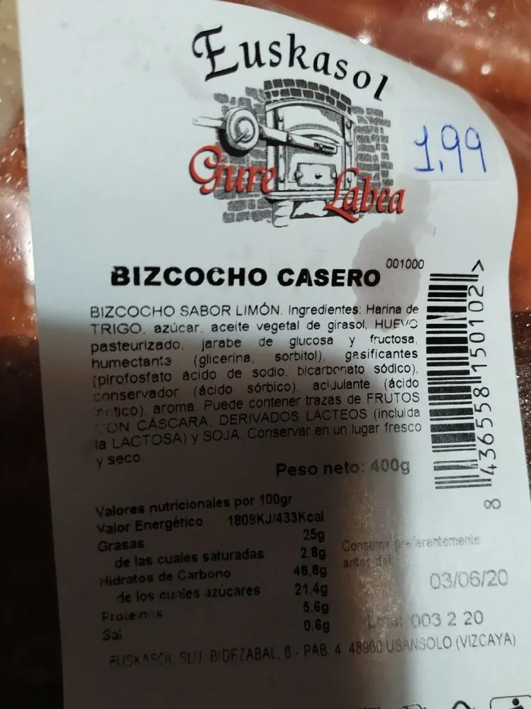Bizcocho casero