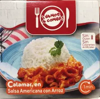 Calamares en salsa americana con arroz
