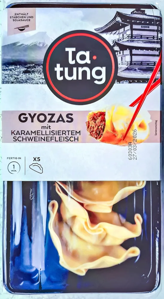 Gyozas mit karamellisiertem Schweinefleisch