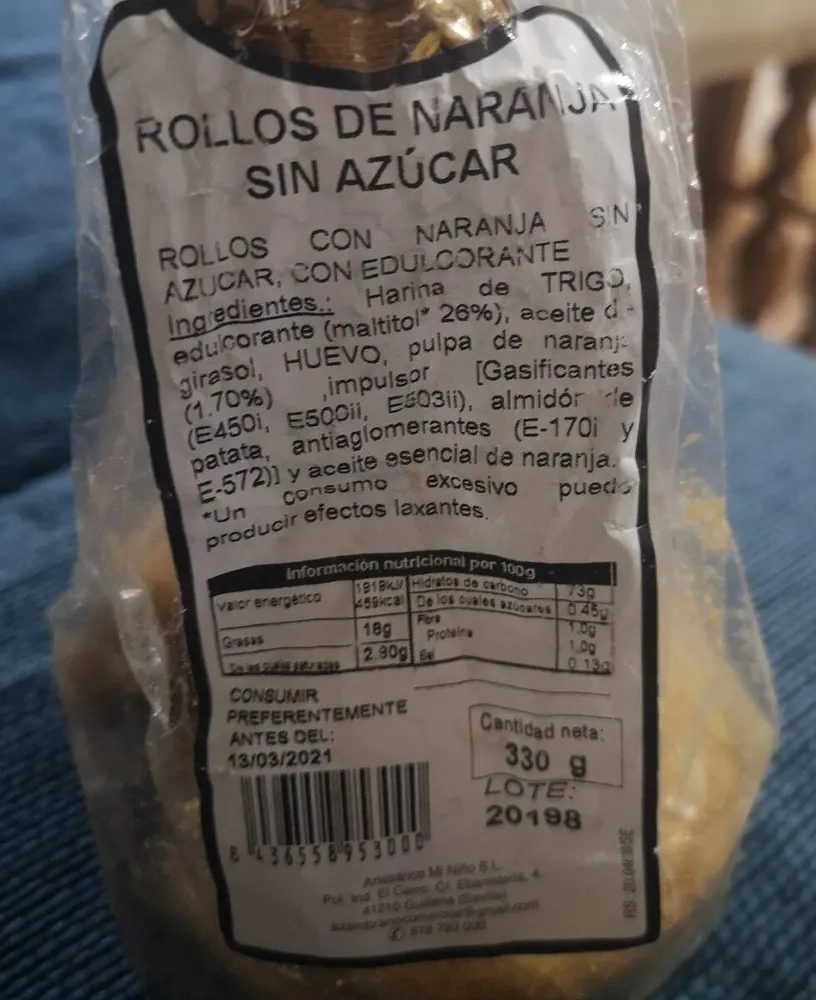 Rollos de Naranja sin azúcar