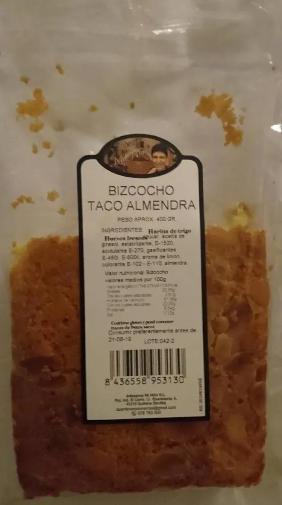 Bizcocho taco almendra
