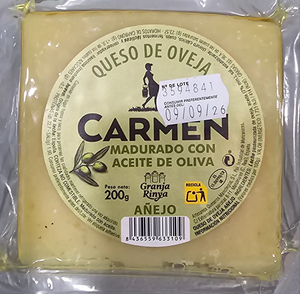 Queso de oveja madurado con aceite de oliva