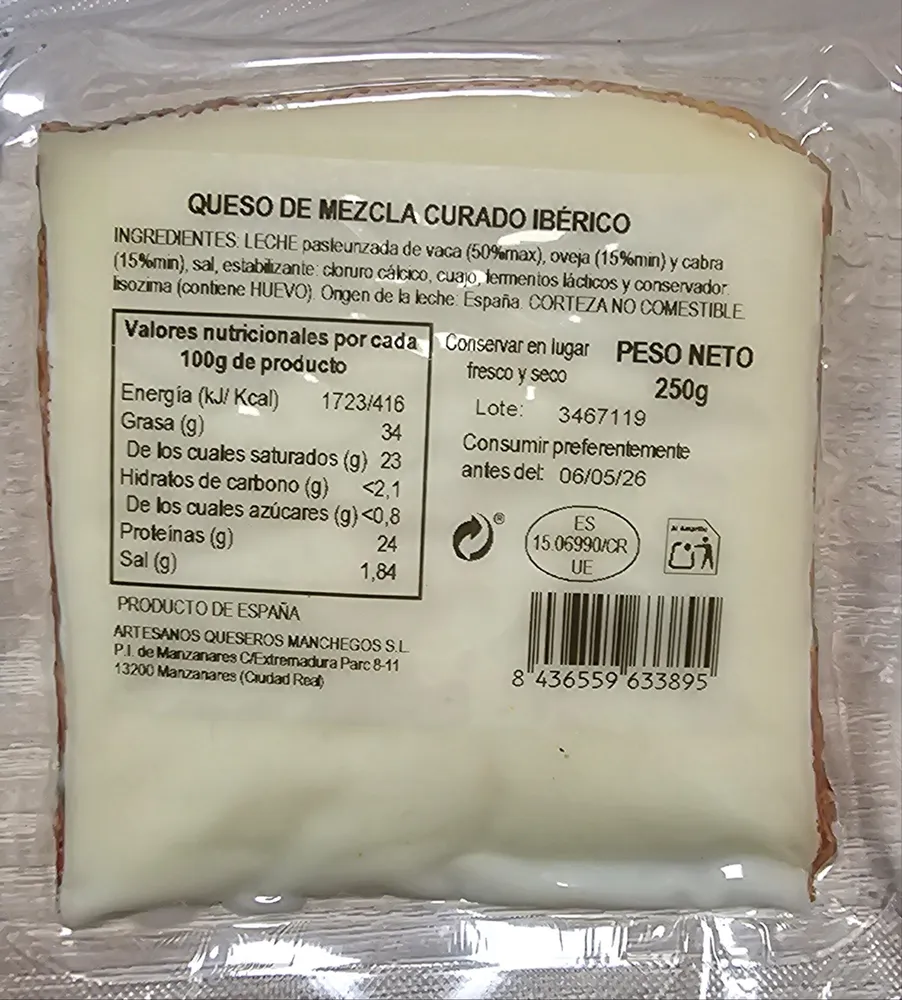 Queso de mezcla curado ibérico