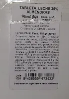 Tableta leche 35% almendras
