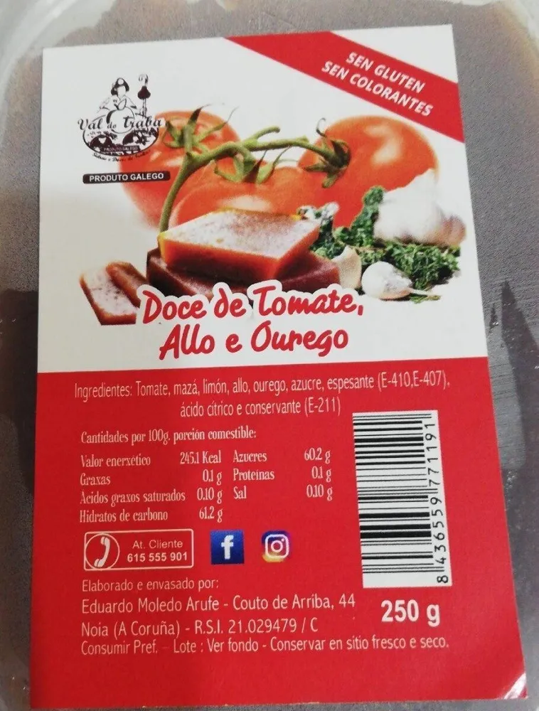 Doce de tomate allo e ourego
