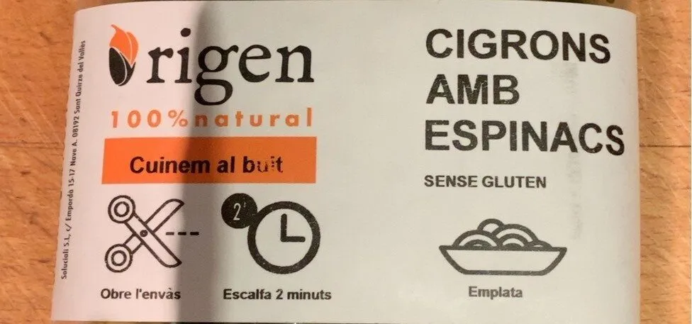 Cigrons amb espinacs