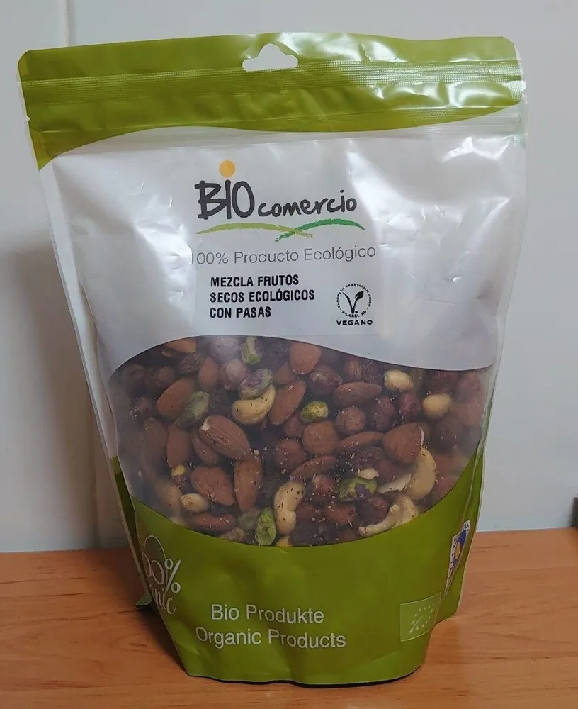 Mezcla de frutos secos ecológicos con pasas
