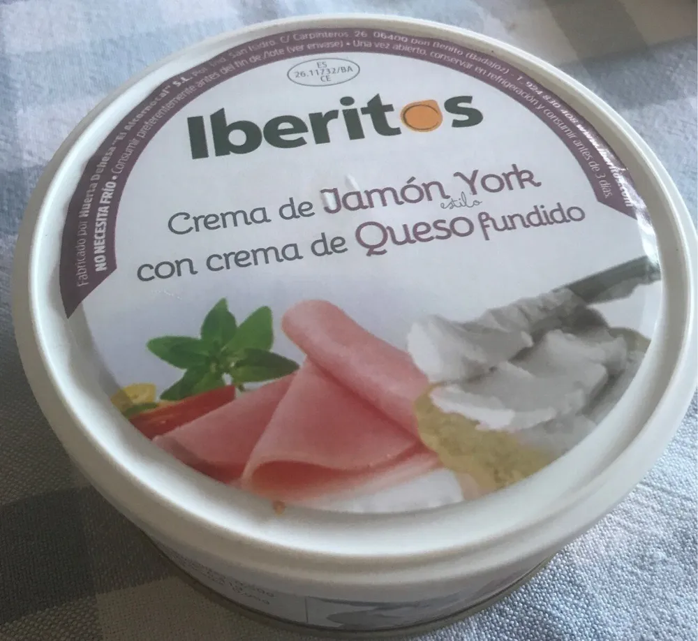 Crema de jamón york con crema de queso fundido