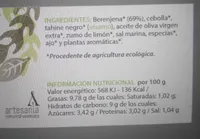 Paté vegetal ecológico Berenjena con tahine negro y comino