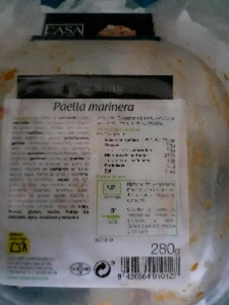 Paella marinera ración