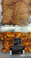 Macarrones a la boloñesa y hamburguesas ración