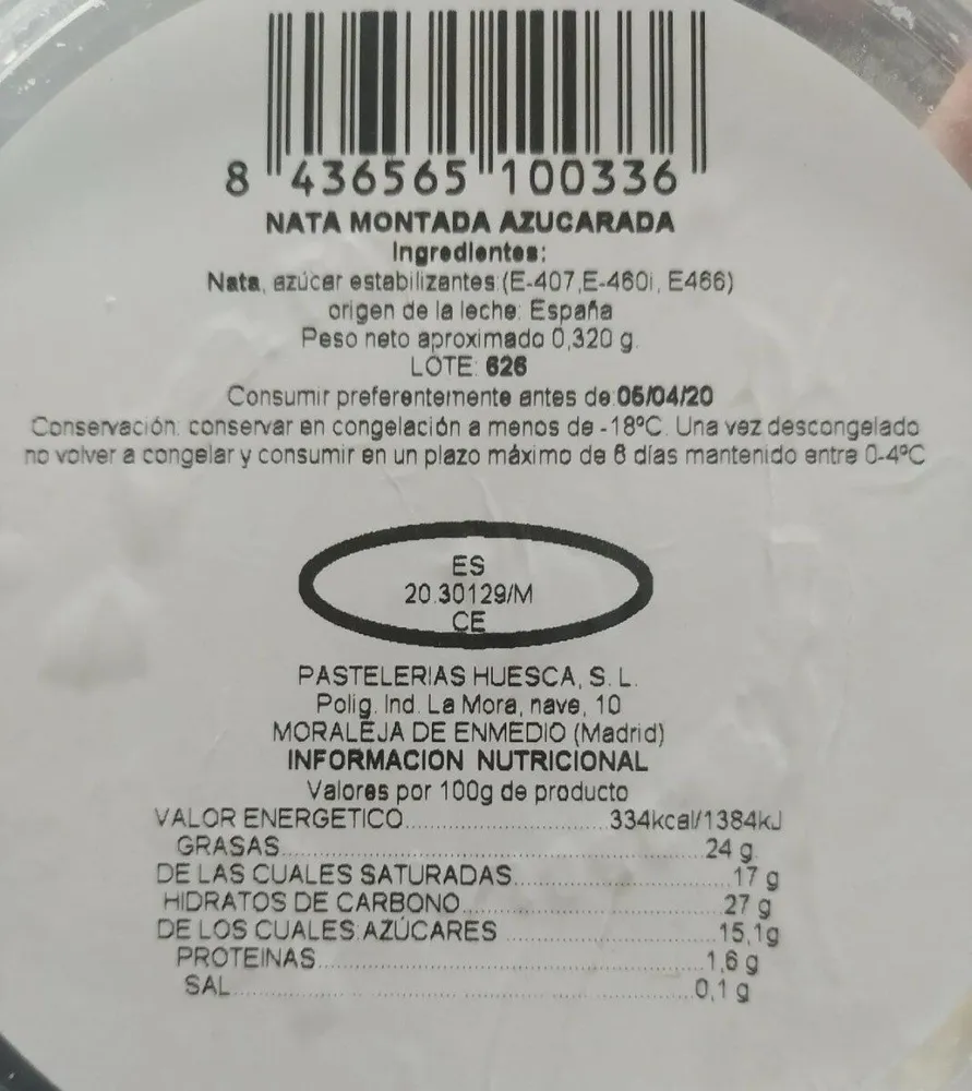 Nata montada azucarada