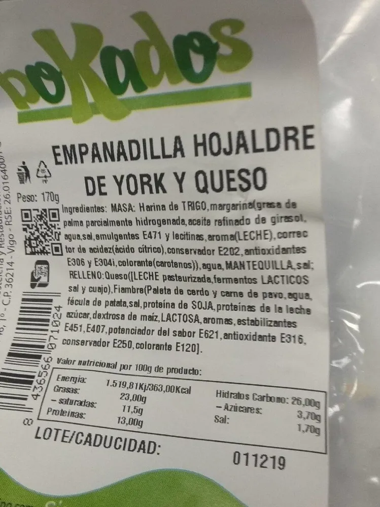 Empanadilla Hojaldre York y Queso