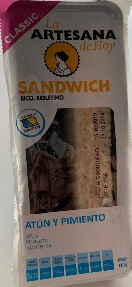 Sandwich Atún y Pimiento