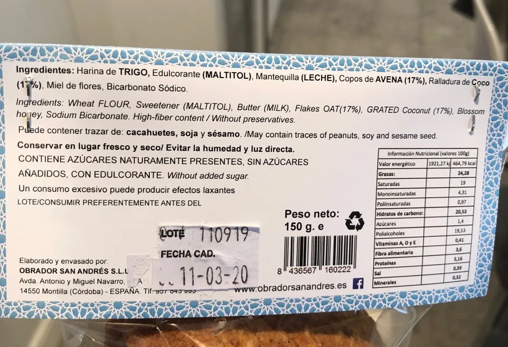 Galletas crujientes de avena y coco