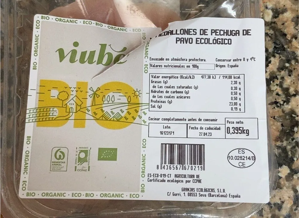 Medallones de pechuga de pavo ecologico
