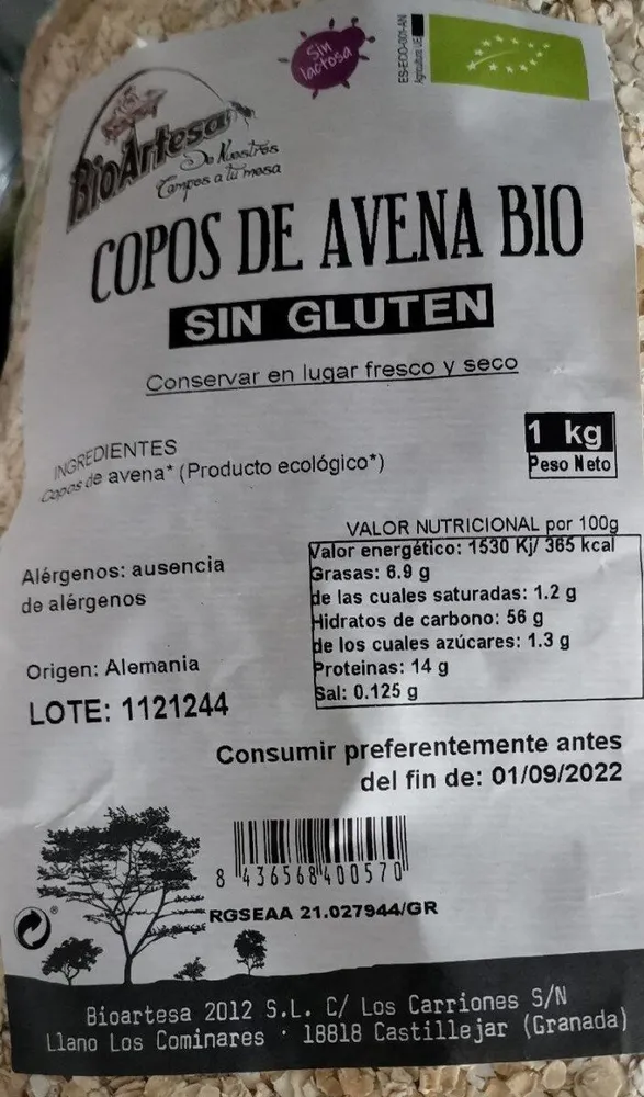Copos de avena bio