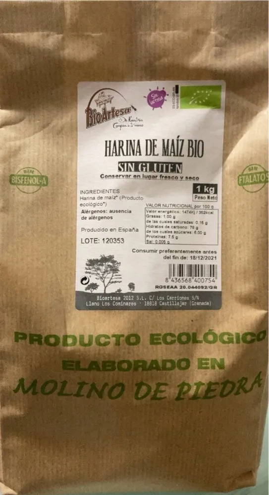 Harina de Maiz Bio sin gluten