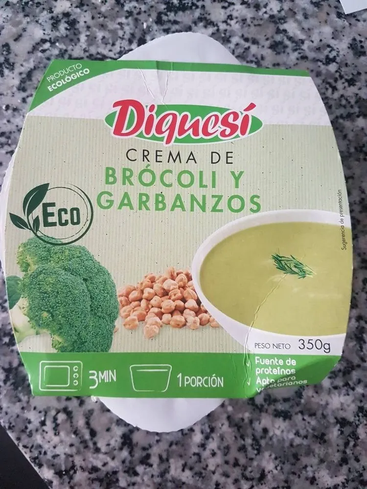 Crema ecológica de brócoli y garbanzos