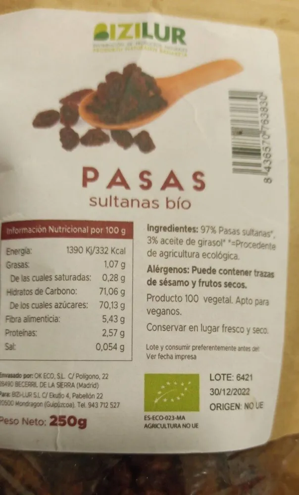 Pasas sultanas
