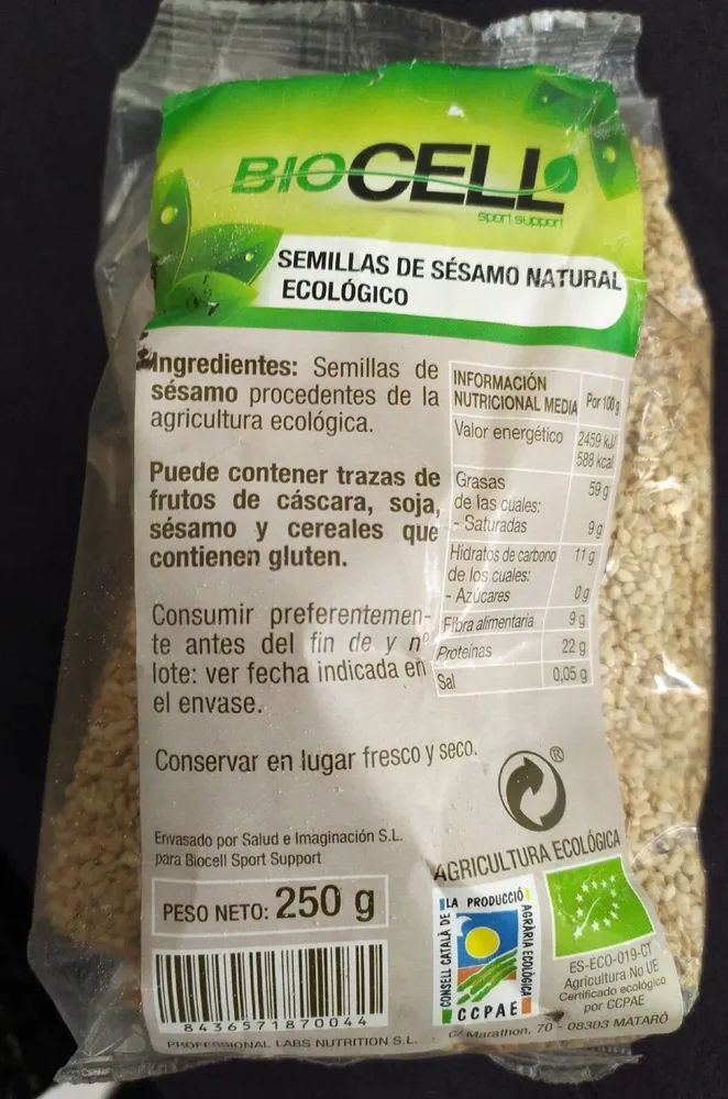 Semillas de sésamo natural ecológico
