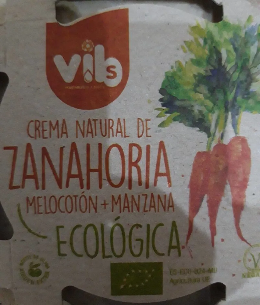 Crema natural de zanahoria, melocotón y manzana eco