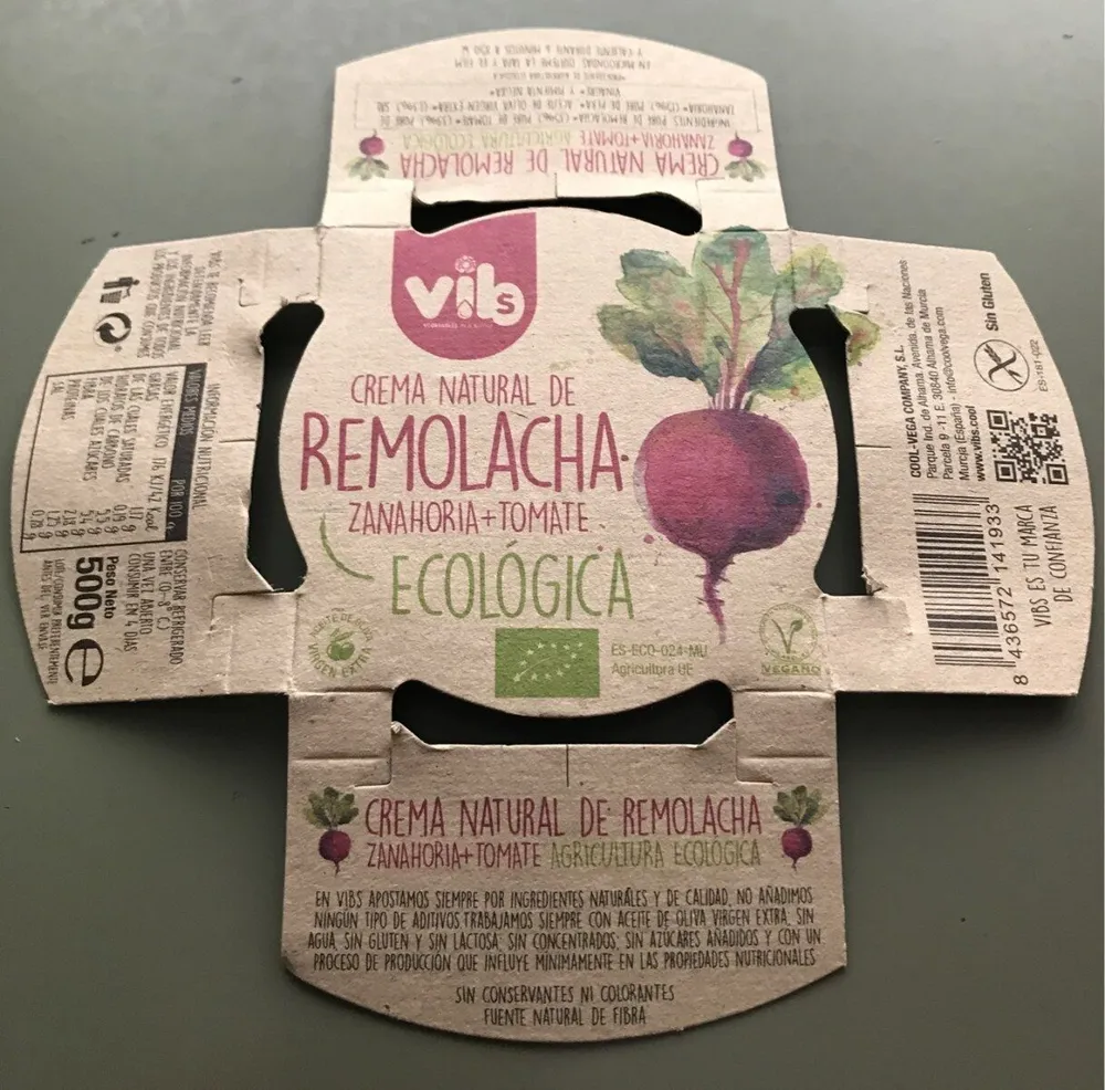 Crema natural de remolacha, zanahoria y tomate