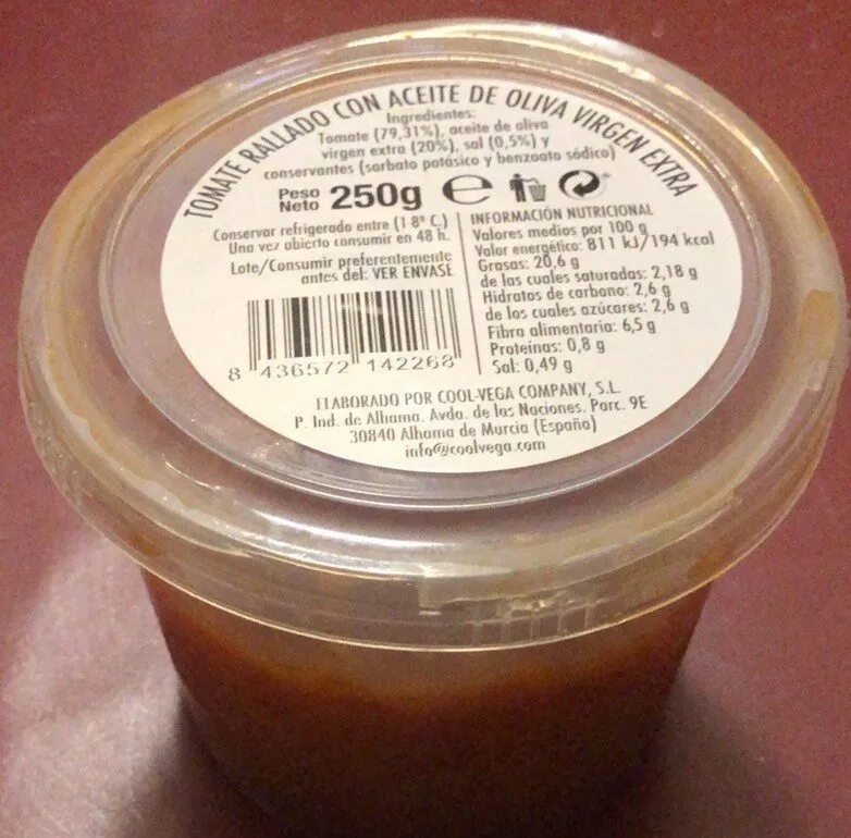 Tomate rallado con aceite de oliva virgen