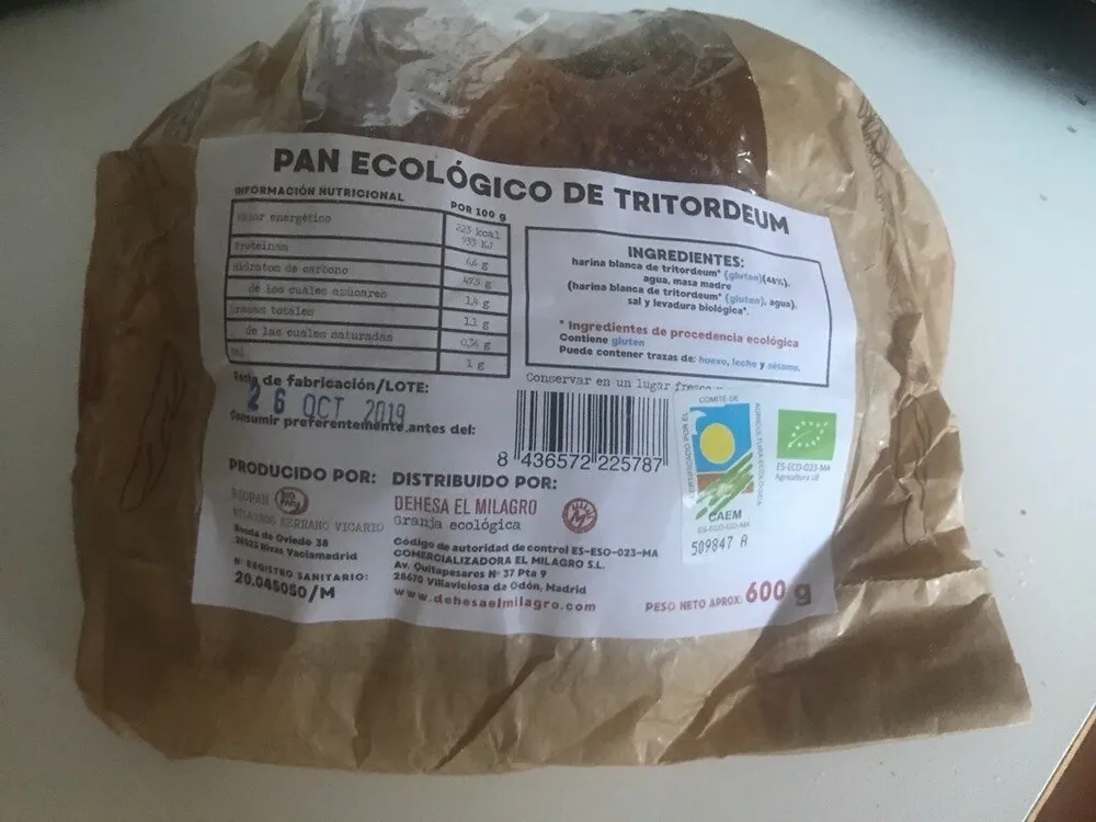 Pan ecológico de tritordeum