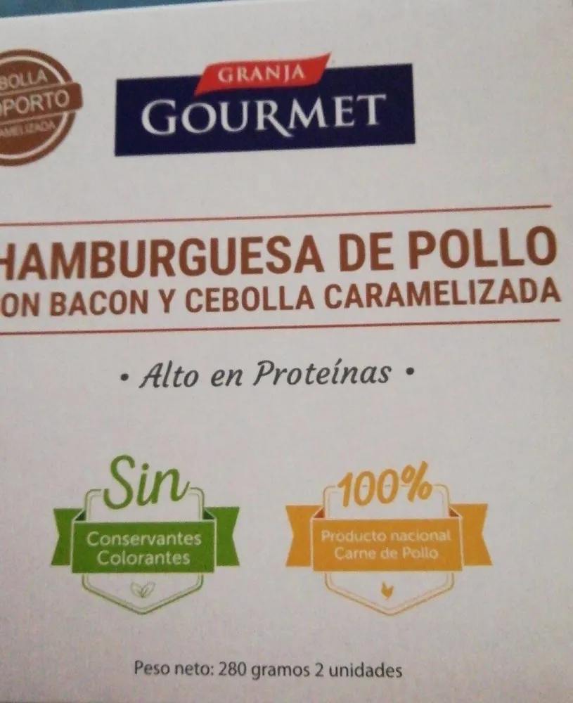 Hamburguesa de pollo y cebolla