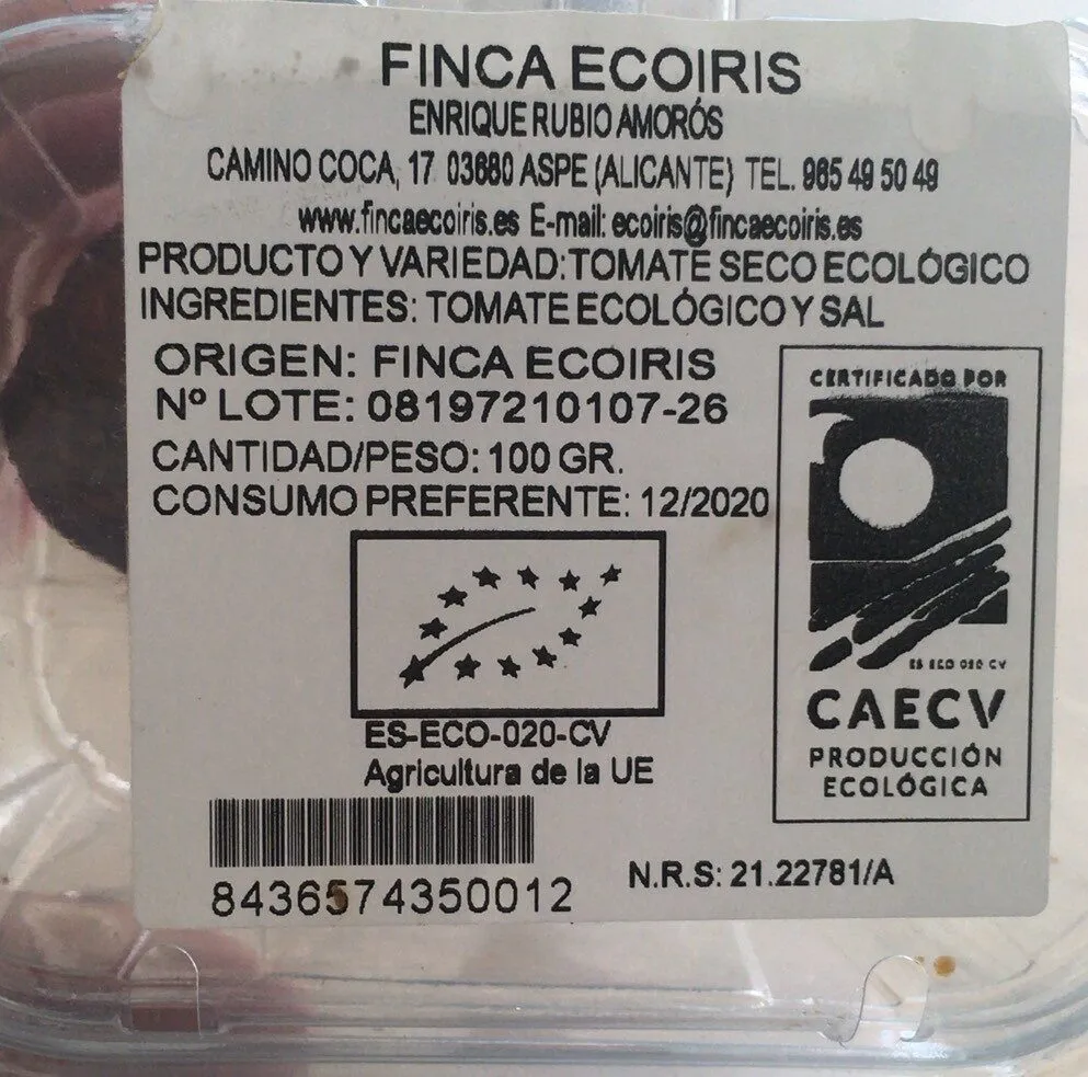 Tomate seco ecológico