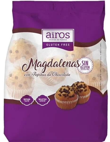 Magdalenas con pepitas de chocolate sin gluten
