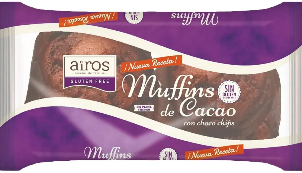 Muffins de cacao con choco chips sin gluten