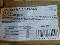 Hogaza maíz y pasas